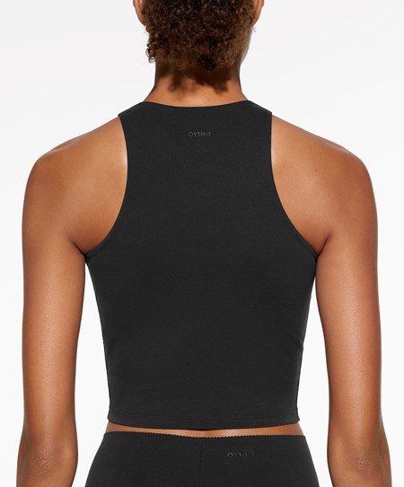 Oysho Compressive Tank Top μαυρα | GXAOTU-574