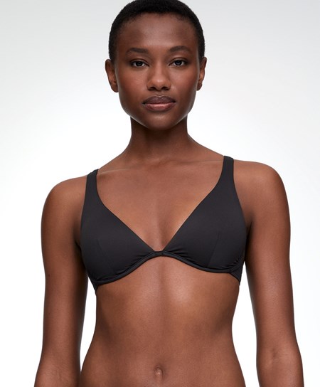 Oysho Continuous Underwire Halter Neck Μπικίνι Top μαυρα | WKQUSM-103