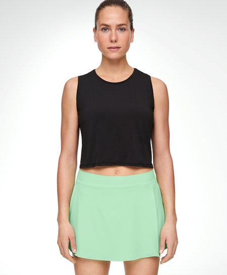 Oysho Cropped Microperforated Technical αμανικα T-shirt μαυρα | JFWIVU-306