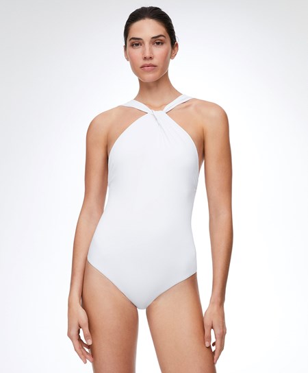 Oysho Draped Halter Swimsuit ασπρα | NSGOAE-763