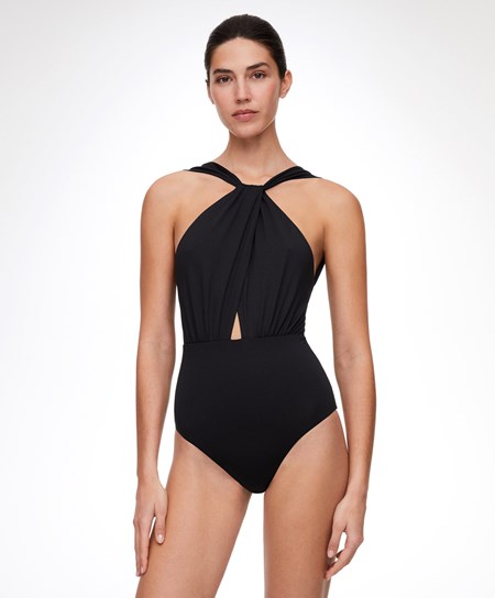 Oysho Draped Halter Swimsuit μαυρα | YBLPIE-837