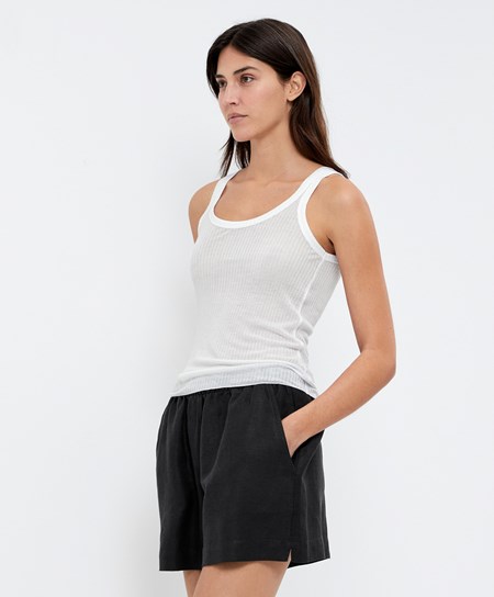 Oysho Extra Fine Vest Top Pale Ecru | ORMKLZ-947