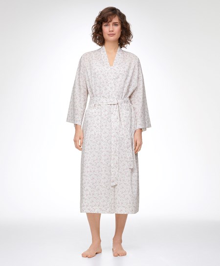 Oysho Floral Print 100% βαμβακερα Dressing Gown Mid-rosette | JHIBDL-093