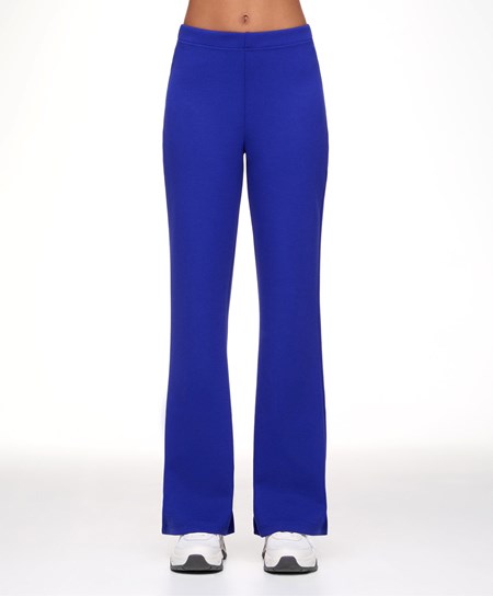 Oysho Interlock Flare Trousers μπλε | AEROQP-208