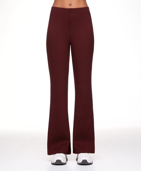 Oysho Interlock Flare Trousers σκούρο | TGFOZU-489