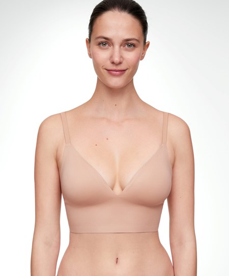 Oysho Invisible Laser-cut Triangle Bra Top With Low Back Μπεζ | FHNRVG-431