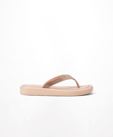 Oysho Jewel Beach Sandals Μπεζ ροζ | EDFPYT-470