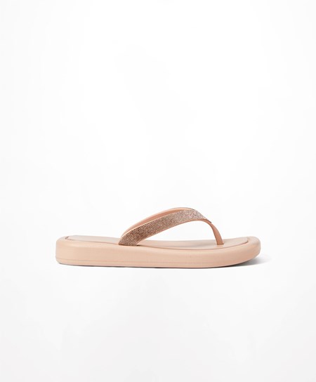 Oysho Jewel Beach Sandals Μπεζ ροζ | FIGZYK-482