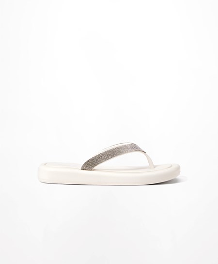 Oysho Jewel Beach Sandals ασπρα | DVRIZE-478