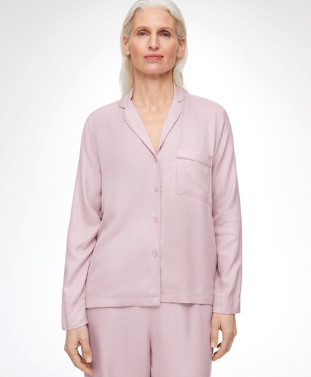 Oysho Long-sleeved Shirt With Piping ροζ | FDBNJP-671