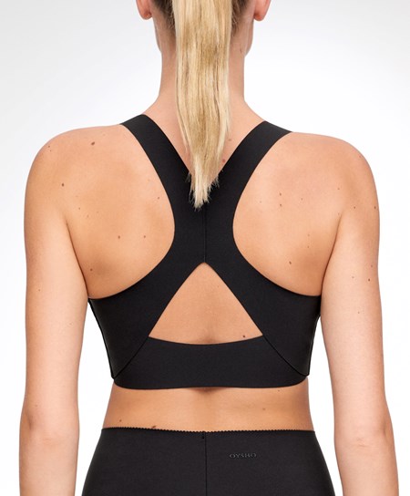 Oysho Medium Support Compressive Sports Bra μαυρα | GMQBFA-876