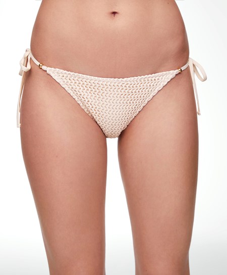 Oysho Medium-coverage Crochet Μπικίνι Briefs With Ties Natural | TENKIU-658