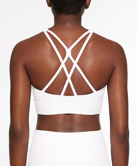 Oysho Medium-support Sports Bra With Cups Cream-white | BKRETS-529