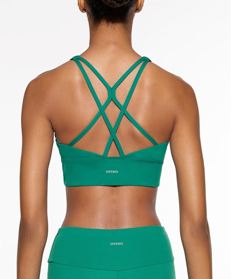 Oysho Medium-support Sports Bra With Cups πρασινο | FNEKJO-965