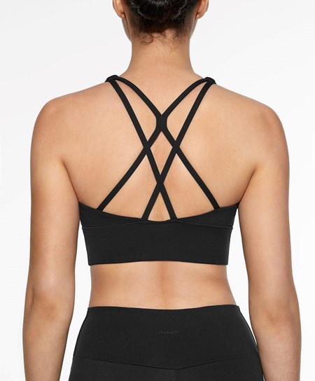 Oysho Medium-support Sports Bra With Cups μαυρα | FRWPHB-794