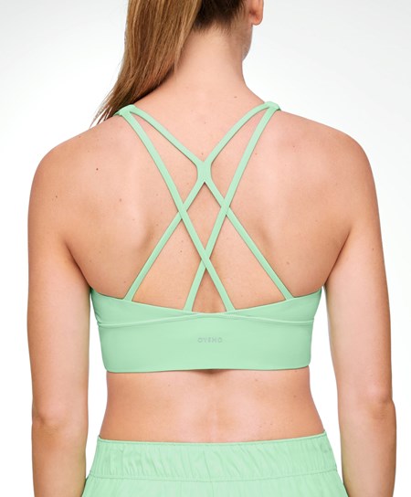 Oysho Medium-support Sports Bra With Cups μεντα | GYTVAP-608