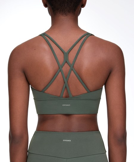 Oysho Medium-support Sports Bra With Cups πρασινο | IBLPAT-918