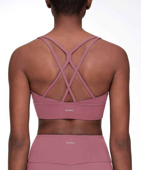 Oysho Medium-support Sports Bra With Cups Fig | LAIFJB-537