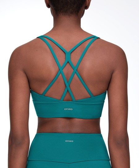 Oysho Medium-support Sports Bra With Cups πρασινο | NHFWQM-251