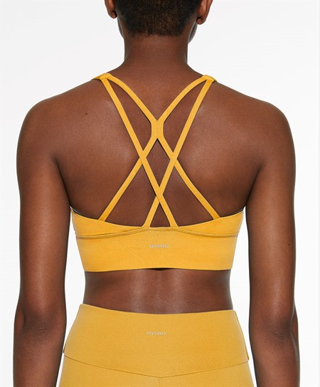 Oysho Medium-support Sports Bra With Cups κίτρινα | NXPCVS-627