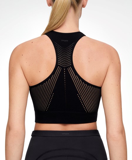 Oysho Microperforated Seamless Tank Top μαυρα | PZSLXK-362