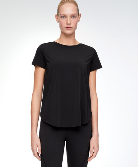 Oysho Microperforated κοντο-sleeved Technical T-shirt μαυρα | WGKXVL-896