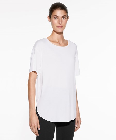 Oysho Modal κοντο-sleeved T-shirt Ecru | YSRFTA-743