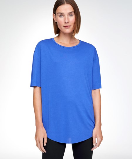 Oysho Modal κοντο-sleeved T-shirt μπλε | OEGBTK-982