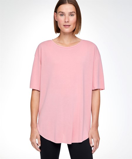 Oysho Modal κοντο-sleeved T-shirt ροζ | YJKTSA-716