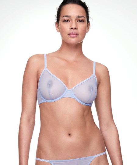 Oysho Non-padded Underwired κλασικα Bra In Tulle λεβάντα μπλε | IUEGVC-796