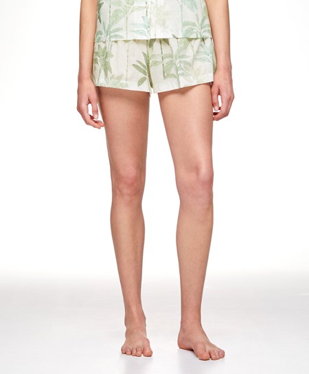 Oysho Palm Tree 100% βαμβακερα Shorts Grass | FGPWDZ-680