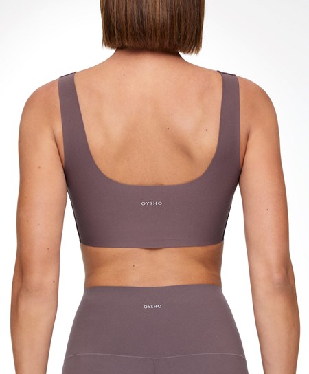 Oysho Perfect-adapt Medium-support Sports Bra With Cups Grey-purple | ZFMGXO-652