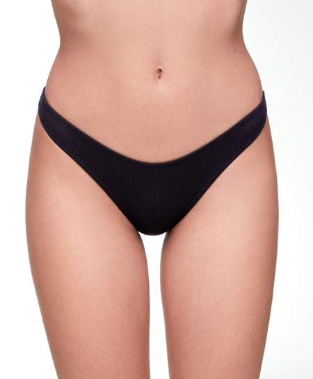 Oysho Piqué Mid-rise Μπικίνι Briefs μαυρα | UAMBRY-780