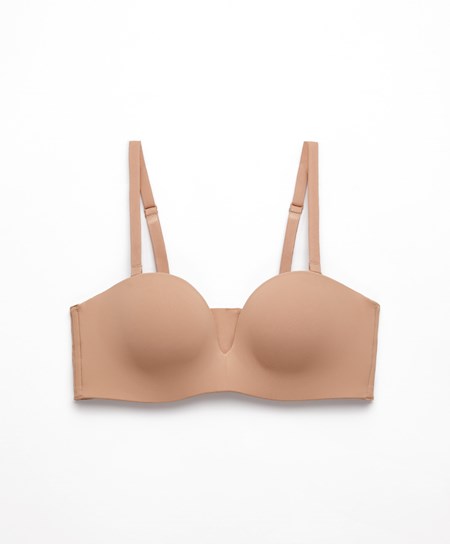 Oysho Polyamide Push-up Bandeau Bra Μπεζ | LOXYCK-235