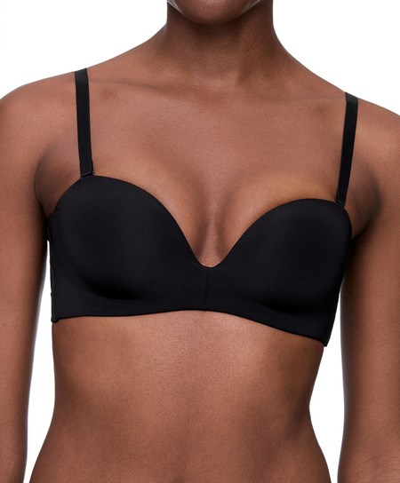 Oysho Polyamide Push-up Bandeau Bra μαυρα | QOSAVY-674