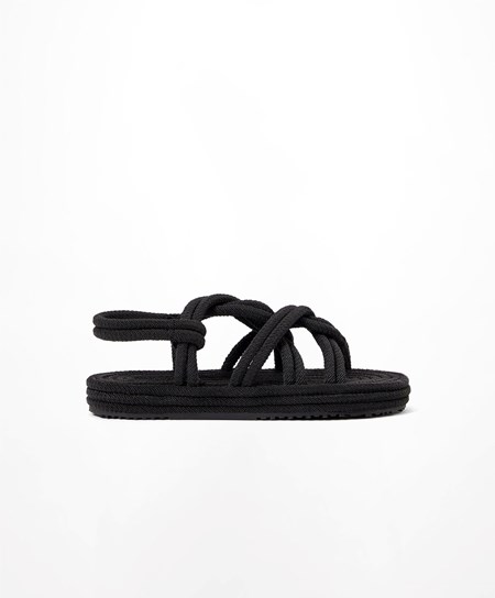 Oysho Rope Sandals μαυρα | FEZXUY-196