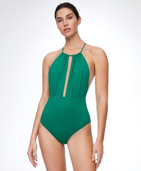 Oysho Ruched Halter Swimsuit πρασινο | FRJIHK-820