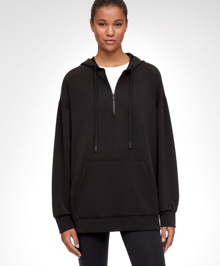 Oysho Soft Touch Modal Sweatshirt With Zip μαυρα | KTEUGV-274