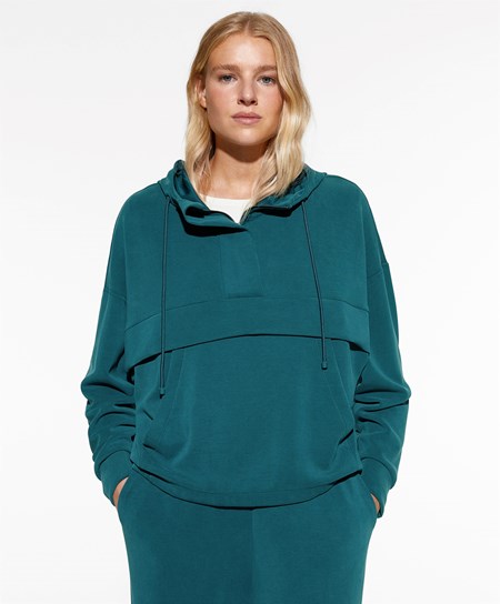 Oysho Soft Touch Modal Sweatshirt With Zip μπλε πρασινο | LZJOSE-097