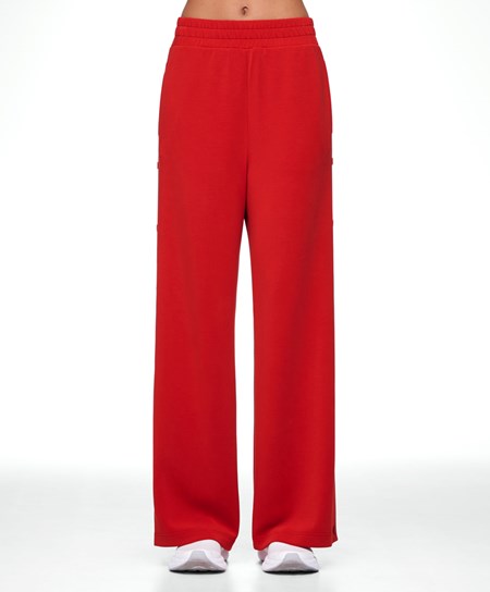 Oysho Soft Touch Modal φαρδια-leg Trousers With Buttons κοκκινα | OKBHQJ-360