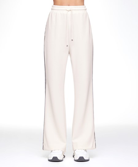 Oysho Stripe Modal Flare Trousers Cream-white | LJMNSZ-476