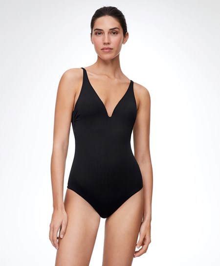 Oysho Sweetheart Neckline Swimsuit μαυρα | CVDNSE-867