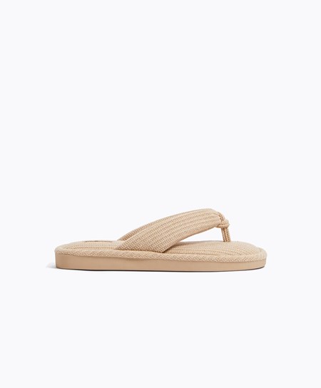 Oysho Texture Στρινγκ Sandals Μπεζ | RLIMWK-821