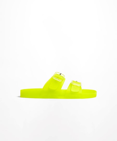 Oysho Translucent Moulded Beach Sandals Lime | CPRZUW-782