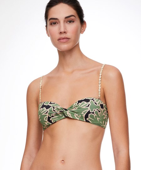 Oysho Tropical Bandeau Μπικίνι Top πρασινο | OZTIKJ-065