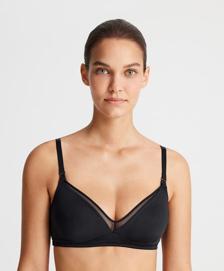 Oysho Tulle Nursing Bra μαυρα | HTYLGF-273