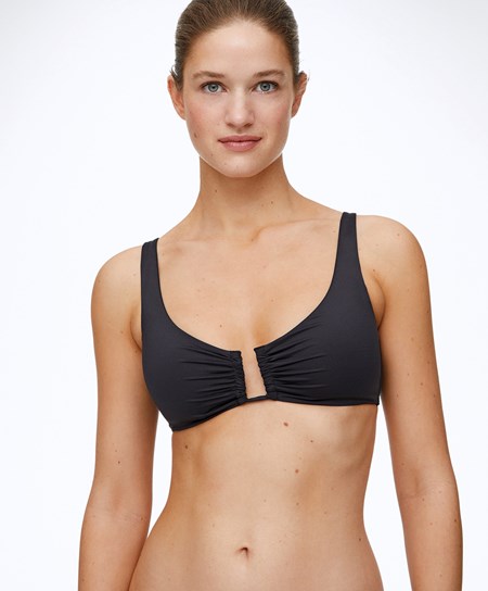 Oysho U-neck Halter Μπικίνι Top μαυρα | KXSCJU-069