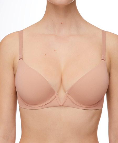 Oysho V-neck Multiway Push-up Bra Μπεζ | ZUOJWV-283