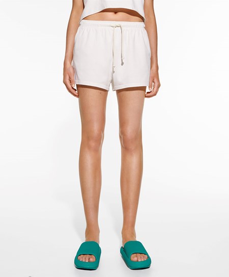 Oysho Washed 100% βαμβακερα Shorts Cream-white | OHYFBM-239