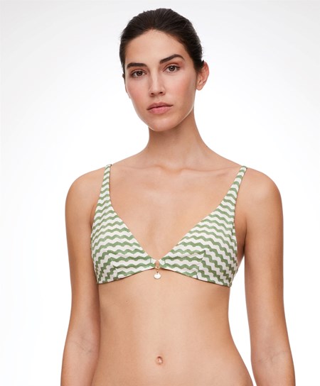 Oysho Zigzag Halter Μπικίνι Top πρασινο | YXZKCL-914